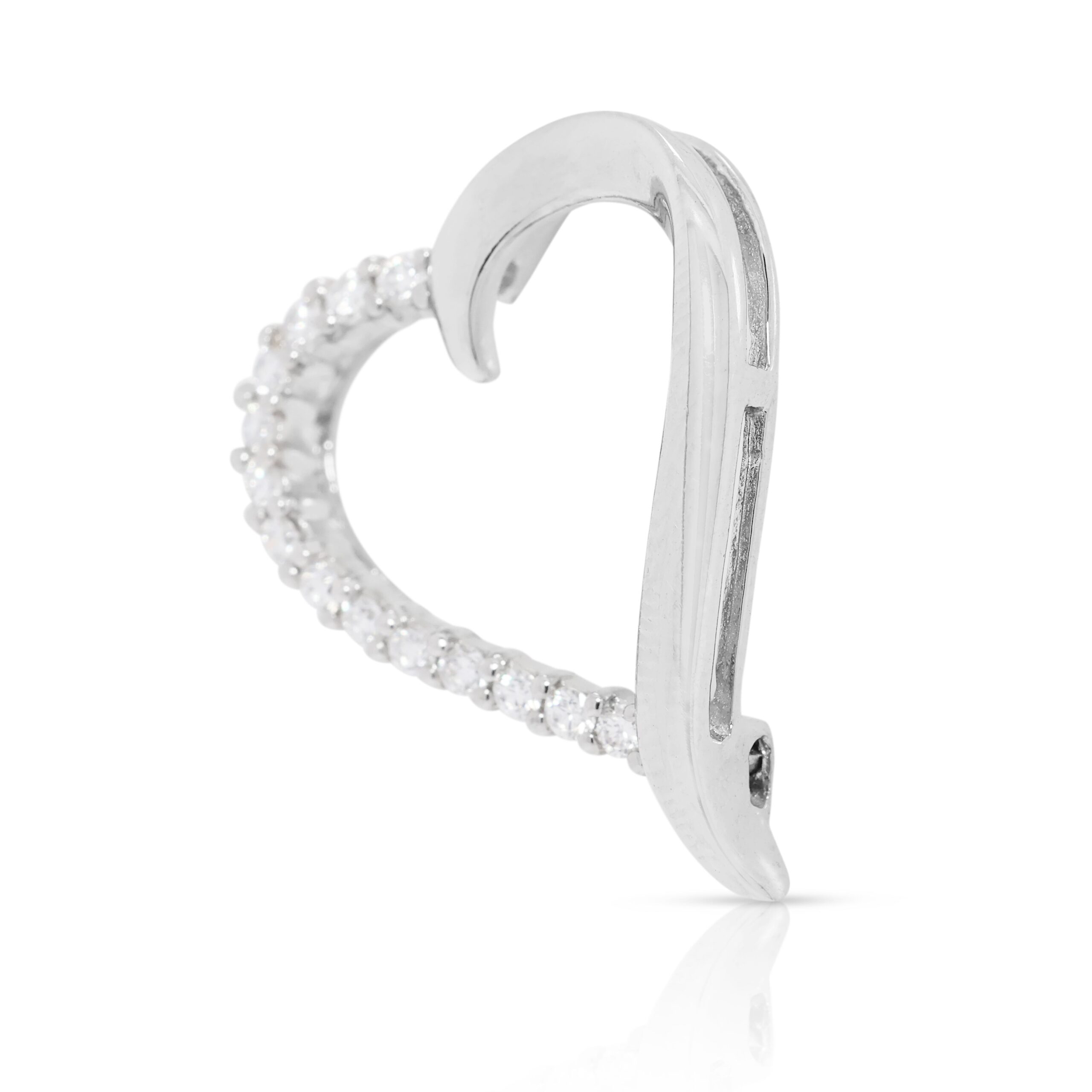 תליון לב רומנטי עם יהלום טבעי 0.28 קראט בזהב לבן 18 קראט (חדש) – תמונה 4