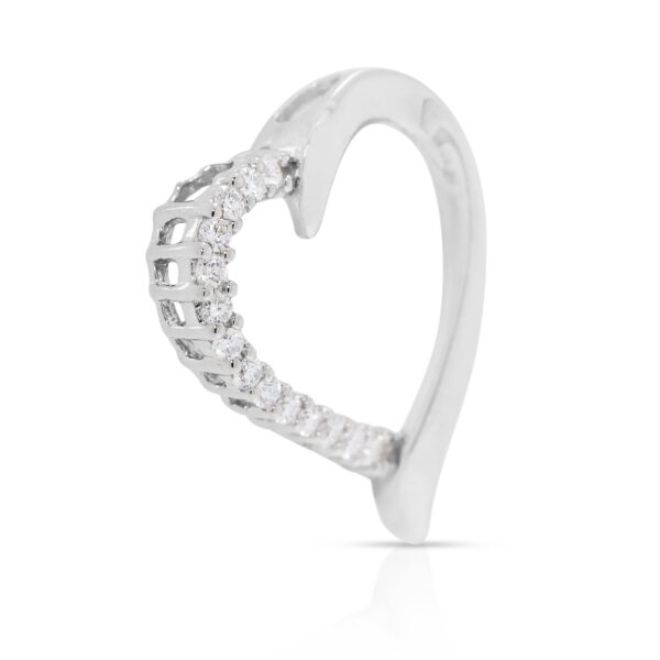 תליון לב רומנטי עם יהלום טבעי 0.28 קראט בזהב לבן 18 קראט (חדש)