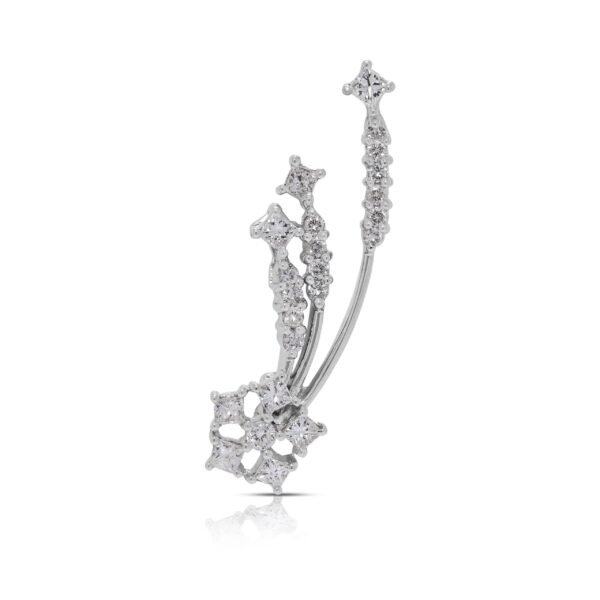 תליון מרשים מזהב לבן 18 קראט עם יהלום טבעי 0.51 קראט בחיתוך פרינסס ועגול (חדש)