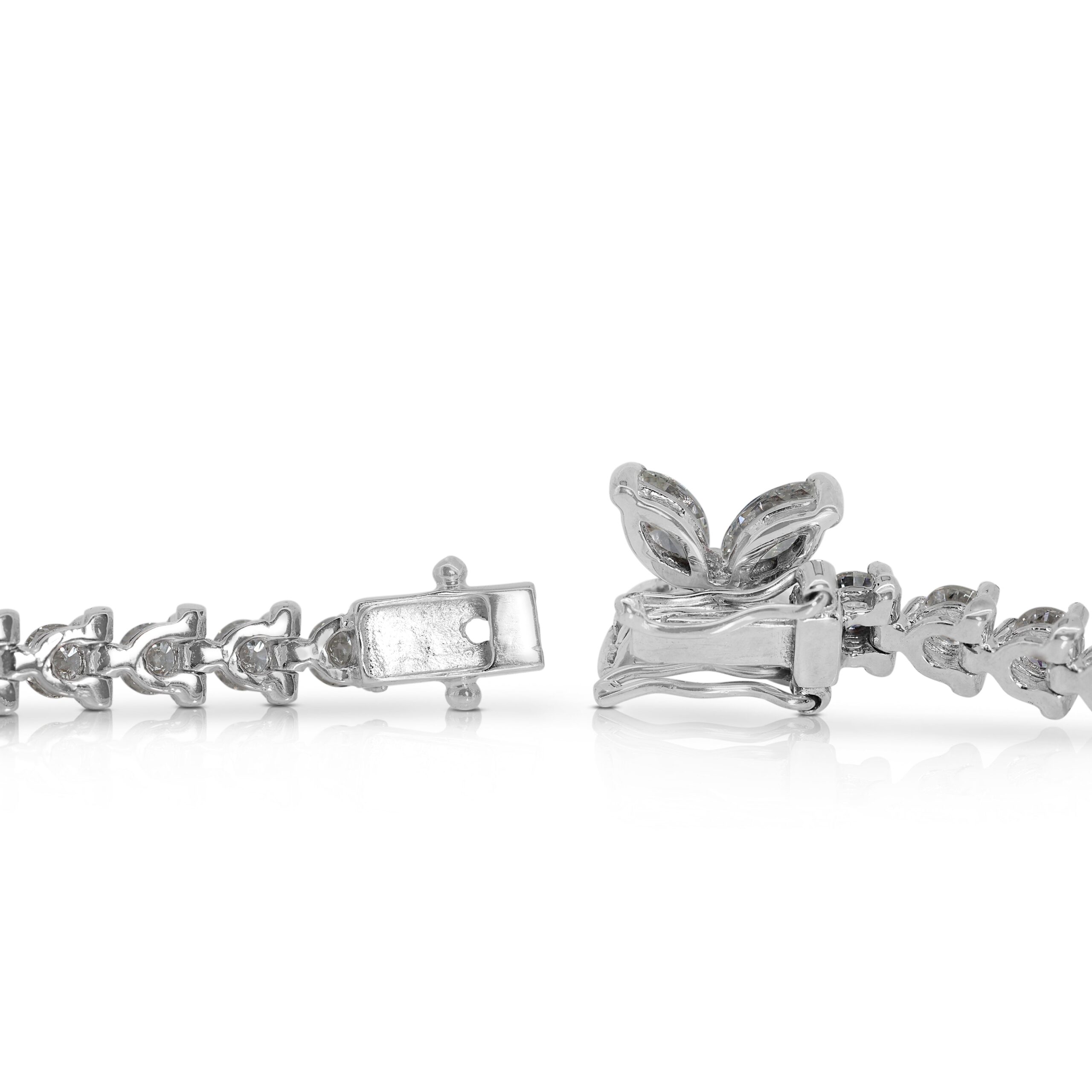 צמיד יהלומים טבעיים מהפנט במשקל 3.42 קראט בזהב לבן 18 קראט – תמונה 8