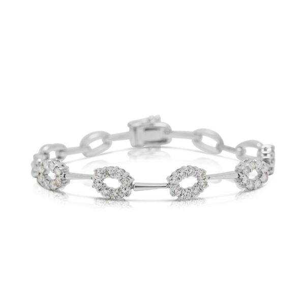 צמיד יהלומים טבעיים נוצץ במשקל 1.2 קראט בזהב לבן 18 קראט