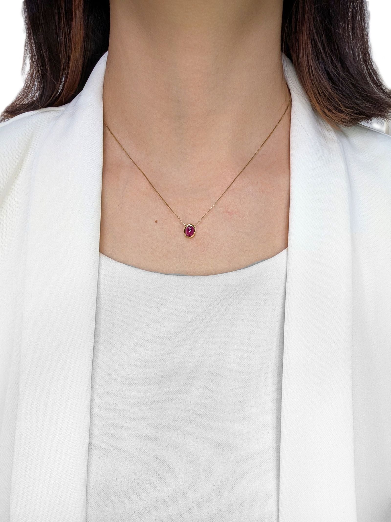 תליון רובי תוסס 0.8 קראט בזהב צהוב 18 קראט (חדש) – תמונה 2