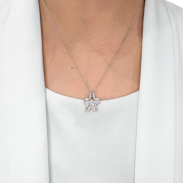 שרשרת פריחת יהלומים 0.47 קראט בזהב לבן 18 קראט (עיצוב 2 ב-1)