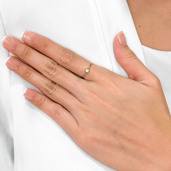 טבעת סוליטר יהלום מבריק 0.15 קראט בזהב צהוב 14K (חדש-לא נענד)