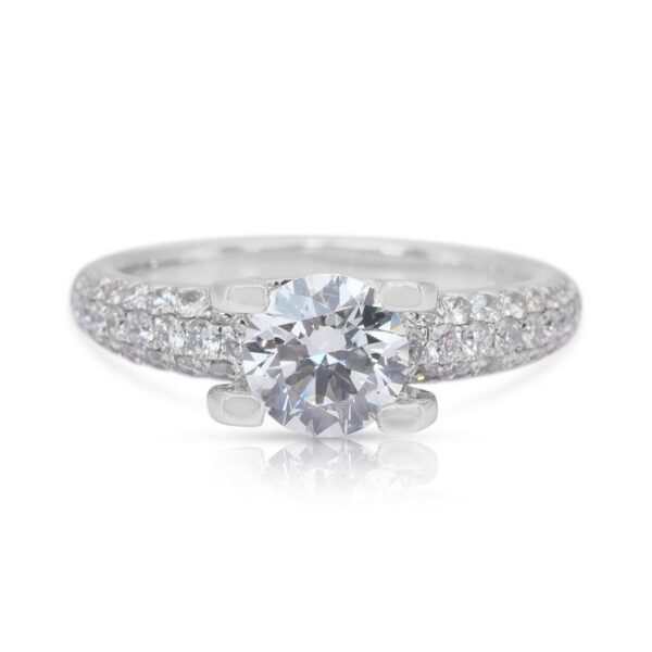 טבעת פאווה יהלומים מבריקים 1.75 קראט בזהב לבן 18 קראט - IGI מתועדת