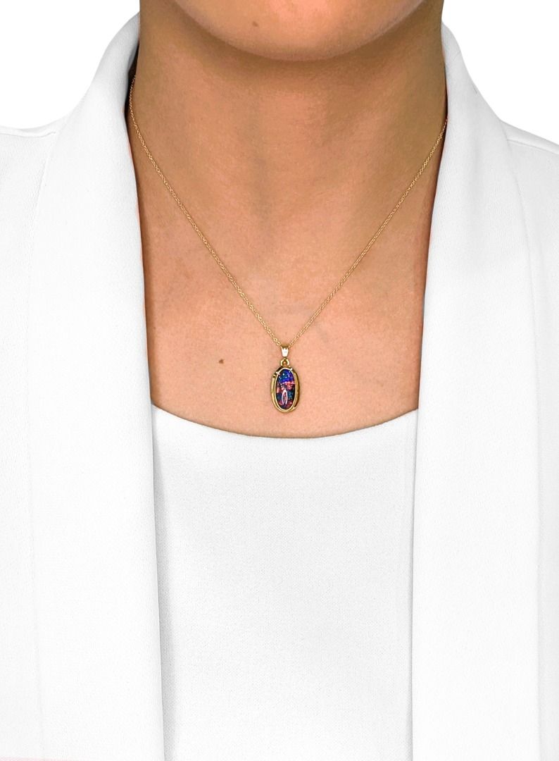 תליון הצהרתי אובלי שובה לב מאופל טבעי 1.97 גרם וזהב צהוב 18 קראט – תמונה 2