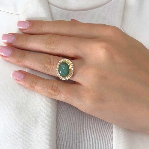 טבעת קוקטייל מהפנטת עם טורמלין 7.82 קראט ויהלומים בזהב צהוב 18 קראט - GIA מתועדת