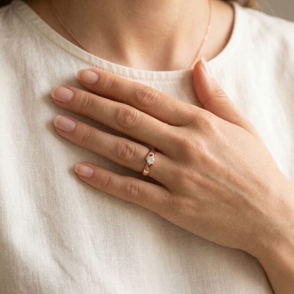 סלסטייל 0.36ct טבעת סוליטר יהלום טבעי דסטיני בזהב ורוד 18K