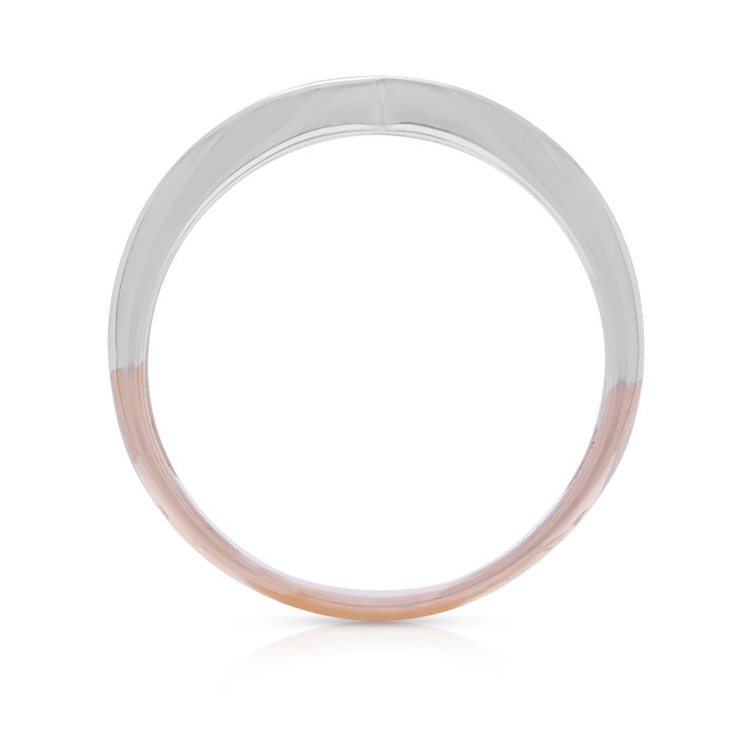 טבעת יהלומים שברון 0.11 קראט בזהב דו-גוני 18 קראט – תמונה 7