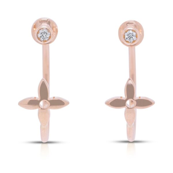 עגילי Dylle Blossom Hope אלגנטיים של לואי ויטון, משובצים יהלום 0.06ct, בזהב ורוד 18K (סט מלא)