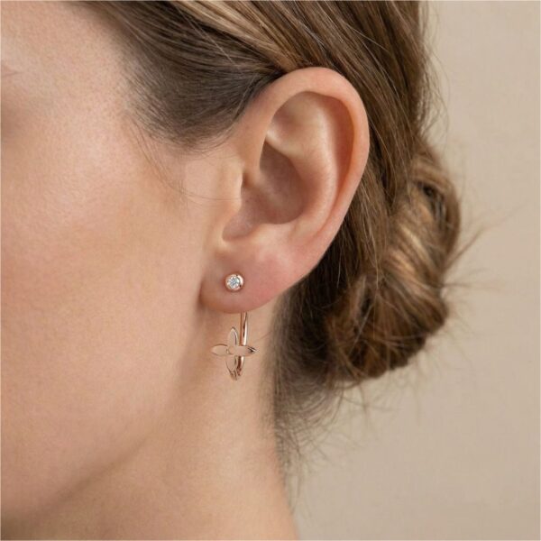 עגילי Dylle Blossom Hope אלגנטיים של לואי ויטון, משובצים יהלום 0.06ct, בזהב ורוד 18K (סט מלא)