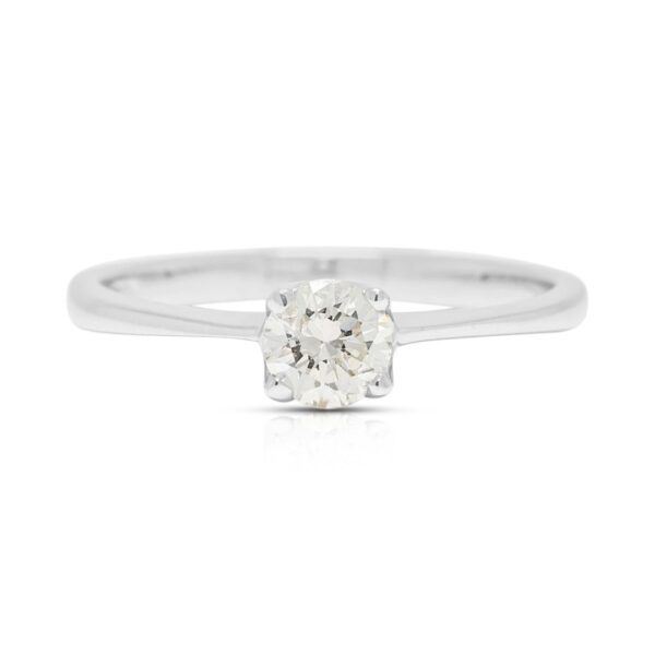 טבעת סוליטר יהלום טבעי קלאסית 0.30ct בזהב לבן 18K