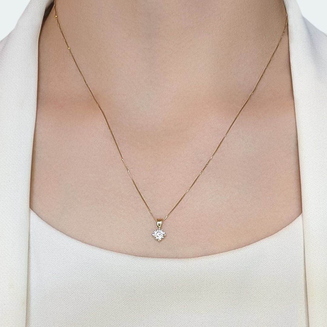 תליון יהלום סוליטר קלאסי 0.50ct ברליאנט עגול - תעודת IGI – תמונה 2