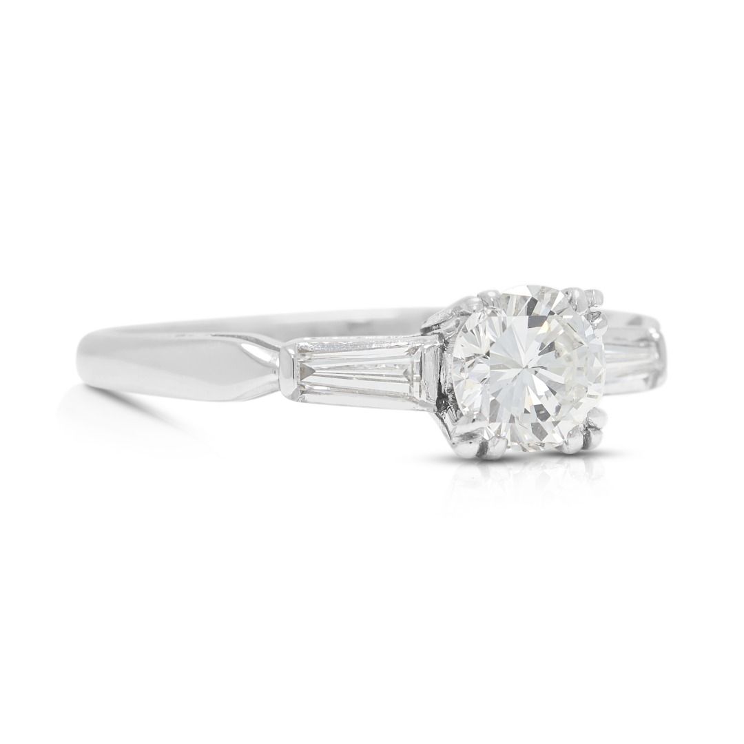 טבעת אירוסין יהלום קלאסית 0.67 קראט בפלטינה – תמונה 3