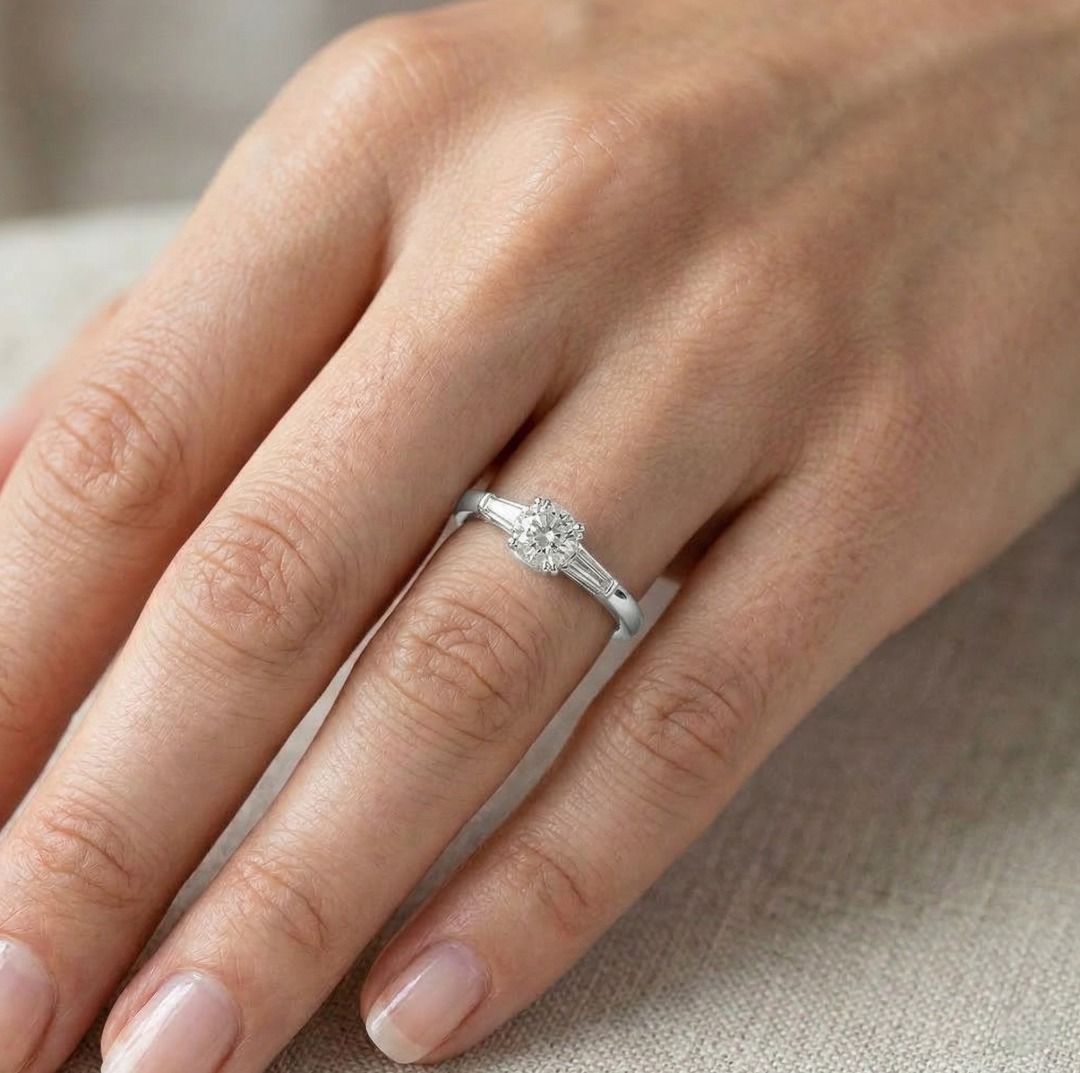 טבעת אירוסין יהלום קלאסית 0.67 קראט בפלטינה – תמונה 2