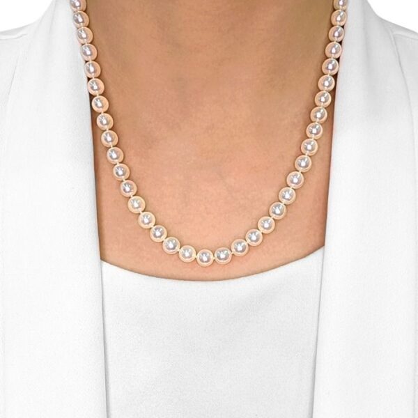 שרשרת פנינים קלאסית 6.8 מ"מ מזהב צהוב 18k