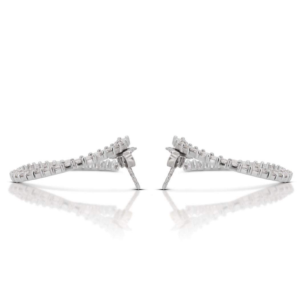 עגילי חצי עיגול מרהיבים מיהלומים טבעיים במשקל 2.50 קראט - עם תעודת IGI – תמונה 6