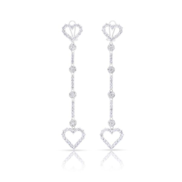 עגילי יהלומים תלויים דרמטיים במשקל 2.58 קרט בזהב לבן 18 קראט