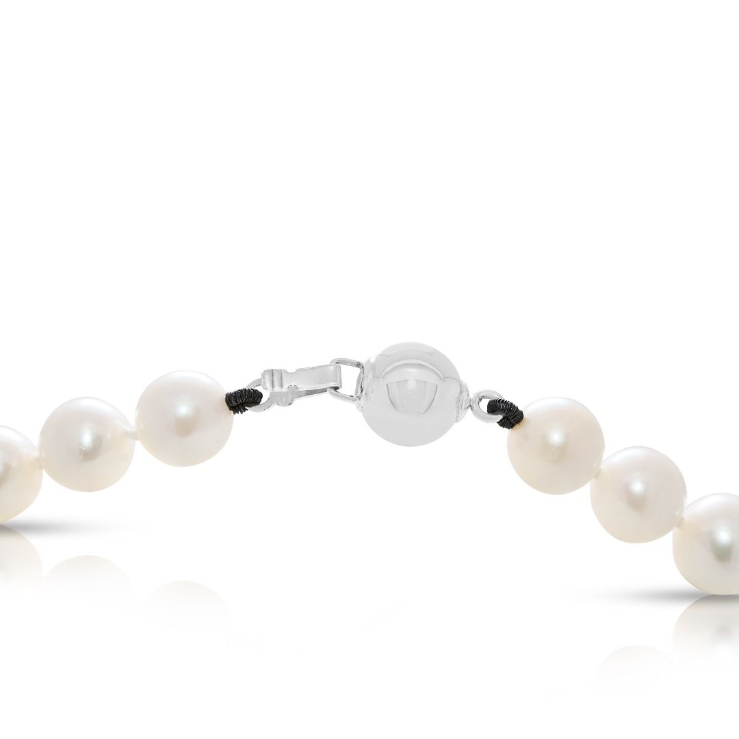 שרשרת פניני אקויה של Elliott and Carmen בזהב לבן 14K, 6.88 עד 7.01 מ"מ (חדש-לא-נענד) – תמונה 6