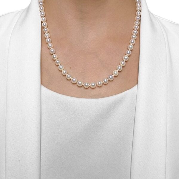 שרשרת פניני אקויה של Elliott and Carmen בזהב לבן 14K, 6.88 עד 7.01 מ"מ (חדש-לא-נענד)