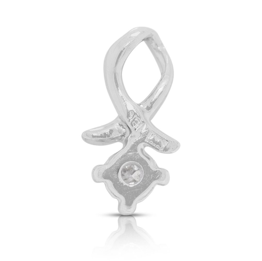 תליון יהלום טבעי משובח 0.1 קראט בזהב לבן 18K מבית Gold Heart – תמונה 6