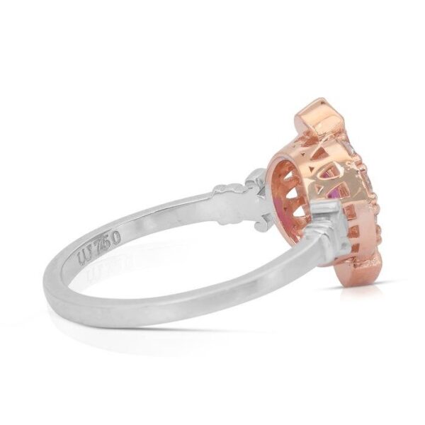 טבעת אשכול מרהיבה משובצת רובי 0.97 קראט ויהלומים בזהב 18 קראט ורוד ולבן - מתועדת GIA