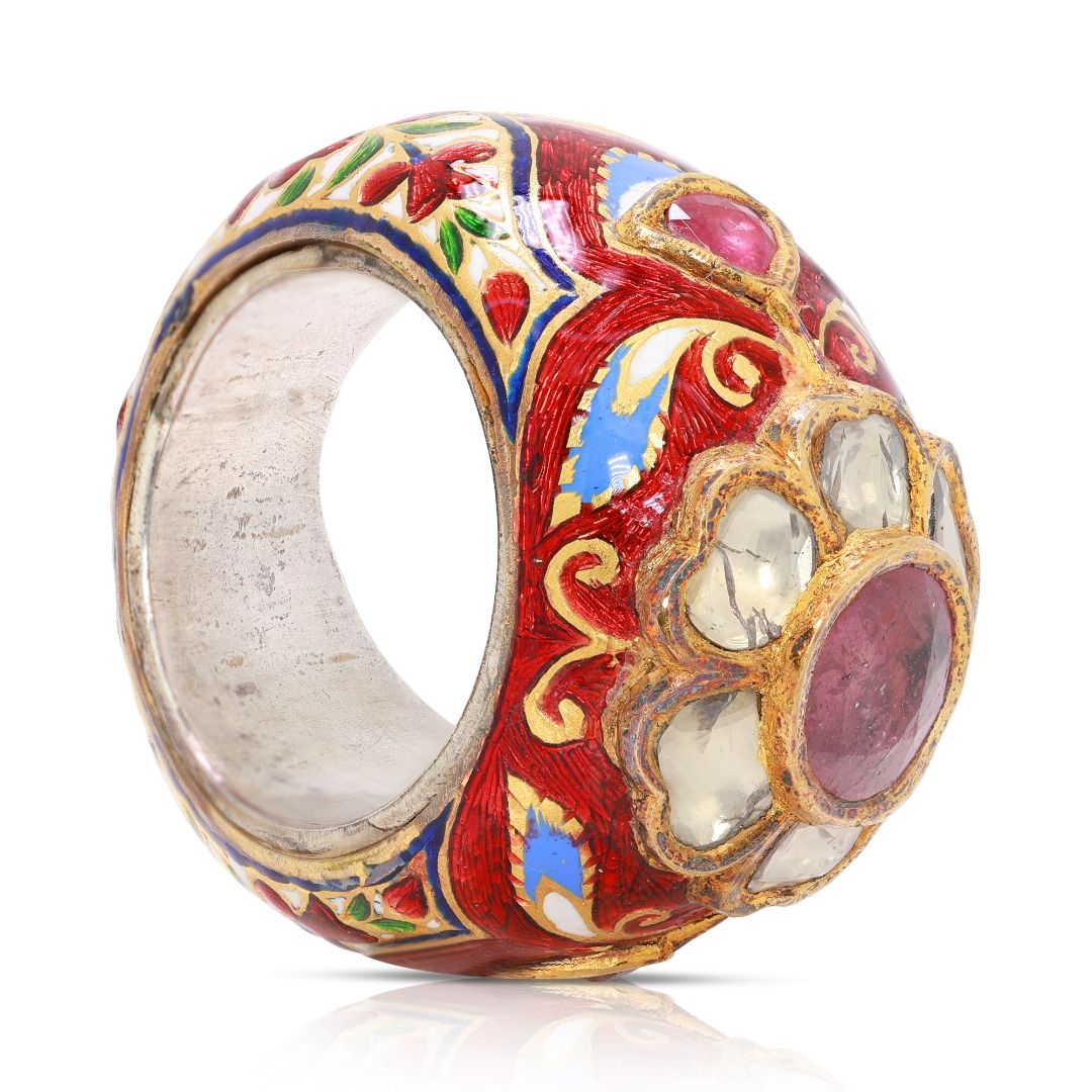 טבעת יוקרתית משובצת רובי 3 קראט ויהלומים עגולים בחיתוך בריליאנט, בזהב לבן 9K – תמונה 7