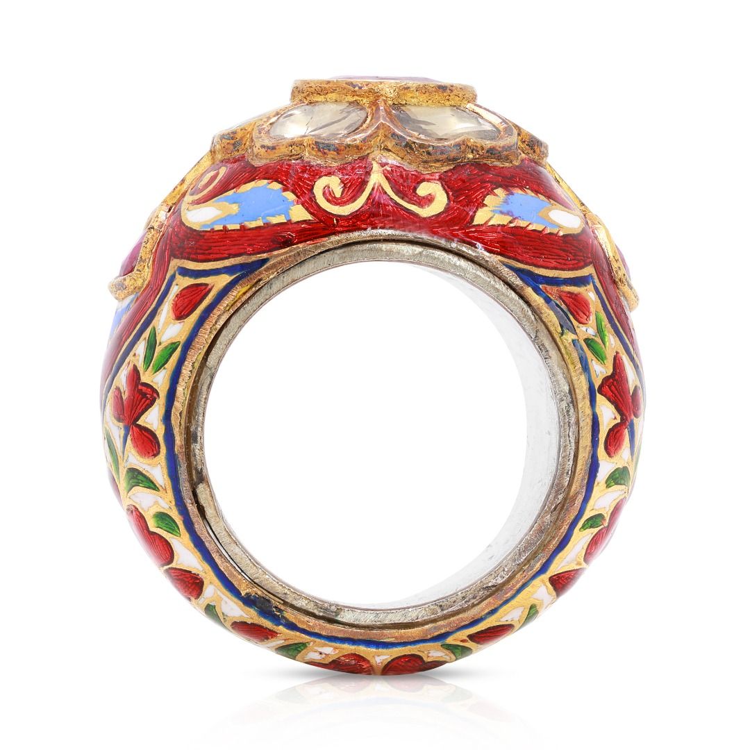 טבעת יוקרתית משובצת רובי 3 קראט ויהלומים עגולים בחיתוך בריליאנט, בזהב לבן 9K – תמונה 6