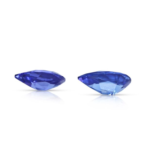 צמד טנזניטים טבעיים משובח במשקל 4.56ct, בגוון סגול בחיתוך אגס - GIT מתועדת