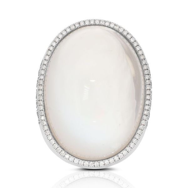 טבעת אופל מרהיבה עם יהלומי צד במשקל 0.80 קראט בזהב לבן 18K