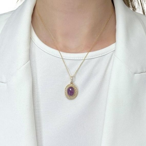 שרשרת רובי ויהלומים מרתקת 11.14ct עם תליון בזהב צהוב 18k - מתועדת IGI