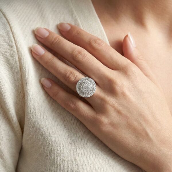 טבעת יהלומים טבעיים בעיצוב מוזאיקה Galactic 0.87 קראט בזהב לבן 18 קראט (חדש-לא נענד)