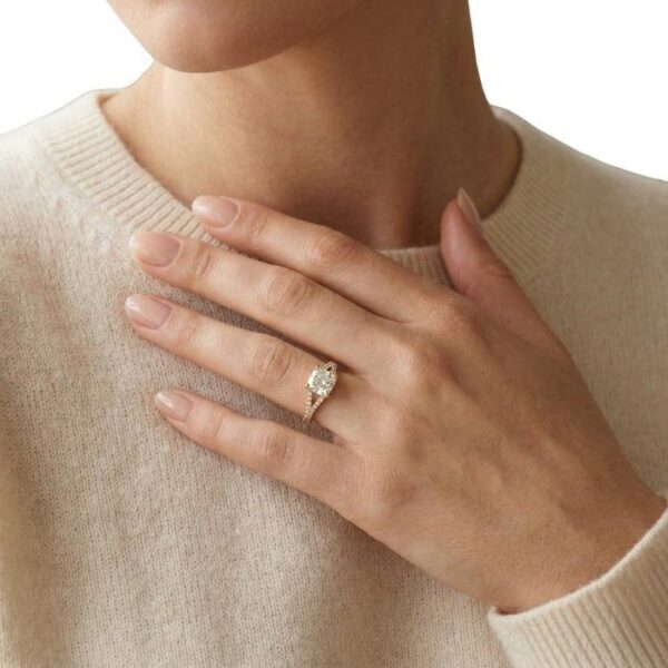 טבעת פאווה יהלומים GCI מתועדת 1.21ct בזהב צהוב 18k