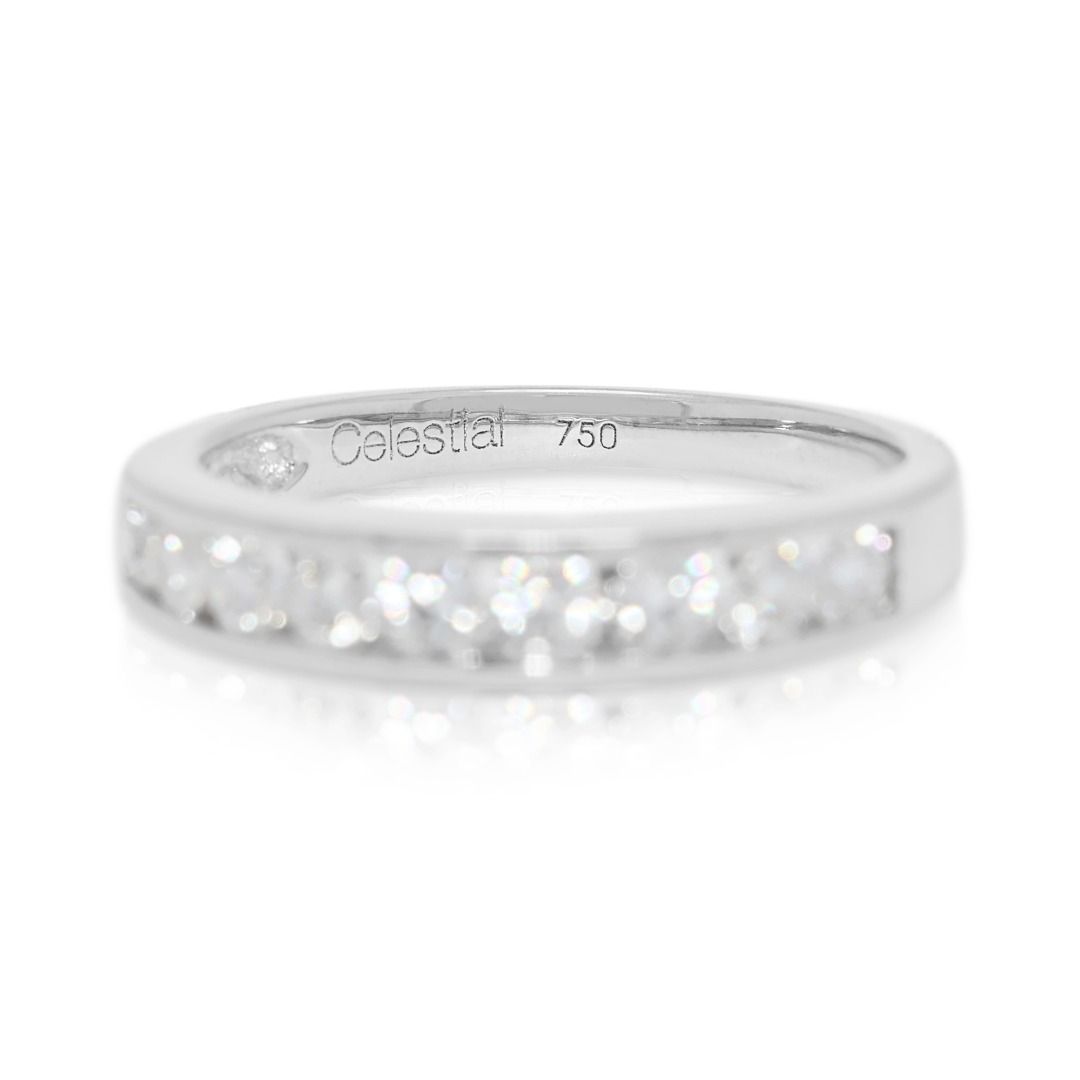 טבעת חצי נצח גולד הארט סלסטיאל בזהב לבן 18K משובצת יהלום טבעי 0.28 קראט – תמונה 4