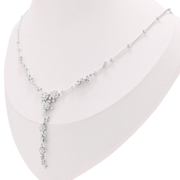 תכשיטי גולד הארט שרשרת טיפה פרחונית מיהלום טבעי 2.28 קראט מזהב לבן 14K