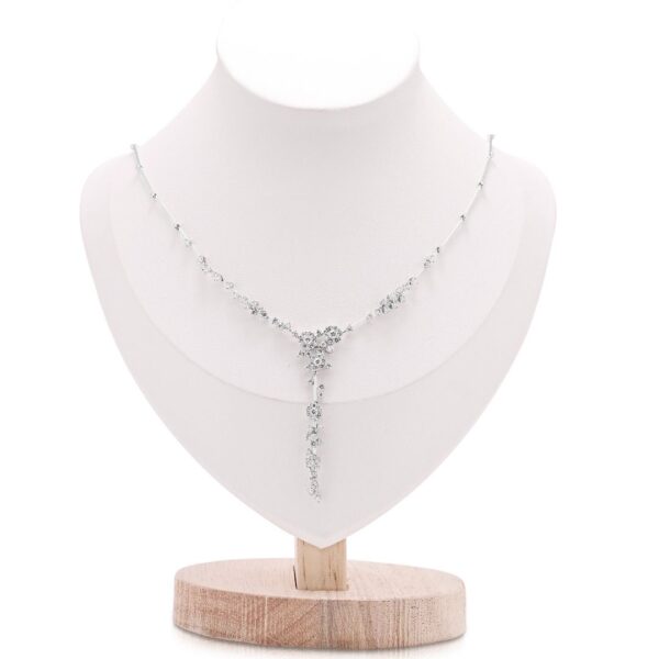 תכשיטי גולד הארט שרשרת טיפה פרחונית מיהלום טבעי 2.28 קראט מזהב לבן 14K