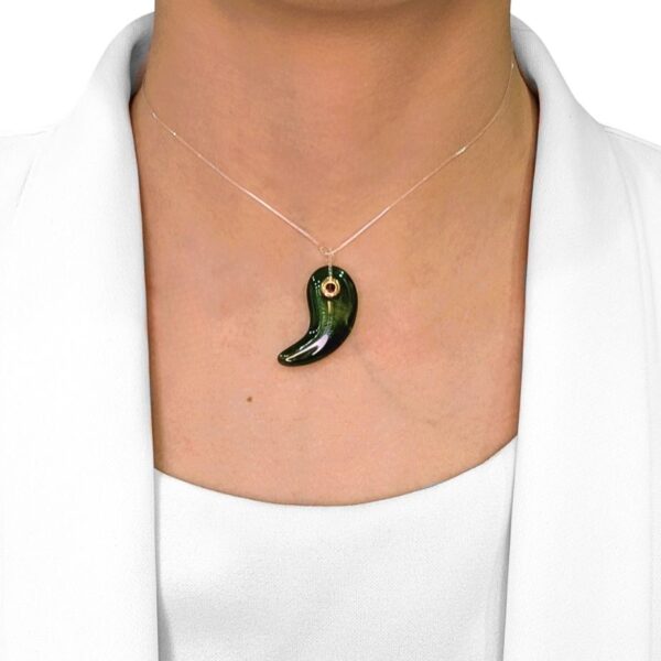 תליון כלקדון ירוק טבעי אלגנטי 5.03 קראט בזהב צהוב 14 קראט (חדש) - NGI מתועדת