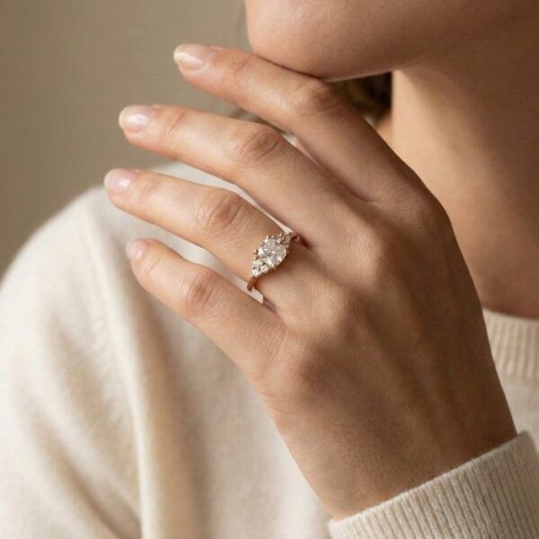 טבעת שבעה יהלומים מתועדת IGI, יהלומים במשקל כולל 1.22 קראט, בזהב ורוד 18 קראט