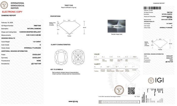 זוג יהלומים IGI מתועדת 2.02ct בחיתוך כרית – תמונה 8
