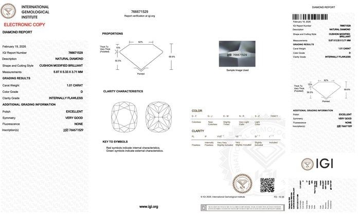 זוג יהלומים IGI מתועדת 2.02ct בחיתוך כרית – תמונה 7