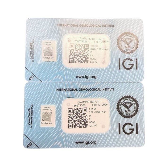 זוג יהלומים IGI מתועדת 2.02ct בחיתוך כרית – תמונה 6