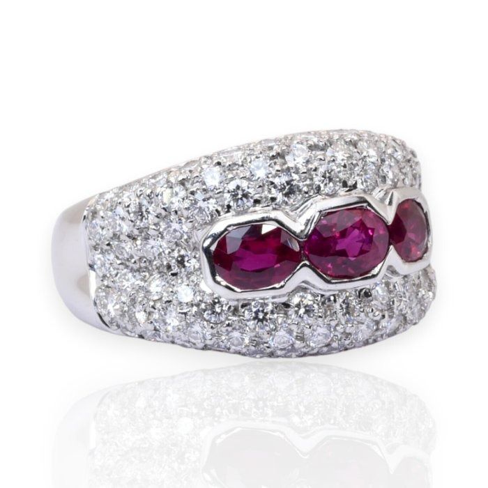 אבני אודם ויהלומים IGI מתועדת 2.84ct בזהב לבן 18k – תמונה 3