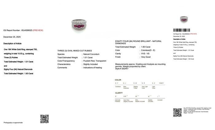 אבני אודם ויהלומים IGI מתועדת 2.84ct בזהב לבן 18k – תמונה 10