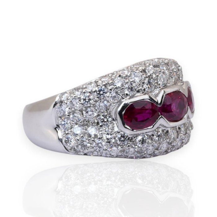 אבני אודם ויהלומים IGI מתועדת 2.84ct בזהב לבן 18k – תמונה 5