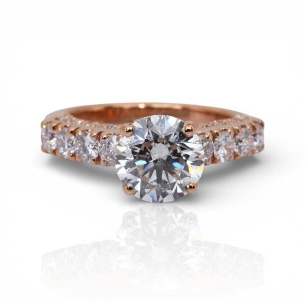 IGI מתועדת, טבעת פאווה יהלומים 3.00 קראט בזהב ורוד 18 קראט