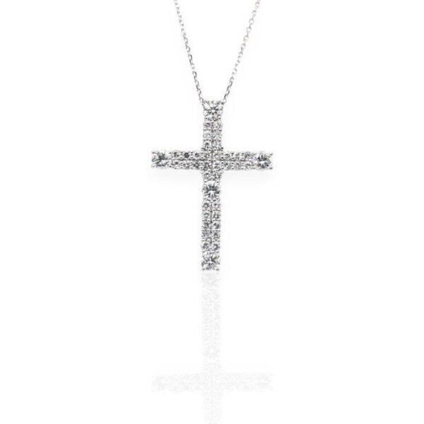 שרשרת יהלומים 3.45 קראט עם תליון צלב מזהב לבן 18 קראט – מתועדת IGI
