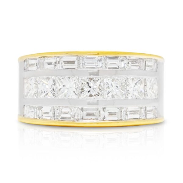 "אימפריאל 1.08ct טבעת פסיפס יהלומים בחיתוך פרינסס וטייפרד בזהב דו-גוני 18 קראט"