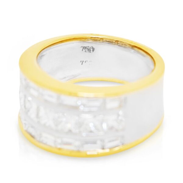 "אימפריאל 1.08ct טבעת פסיפס יהלומים בחיתוך פרינסס וטייפרד בזהב דו-גוני 18 קראט"