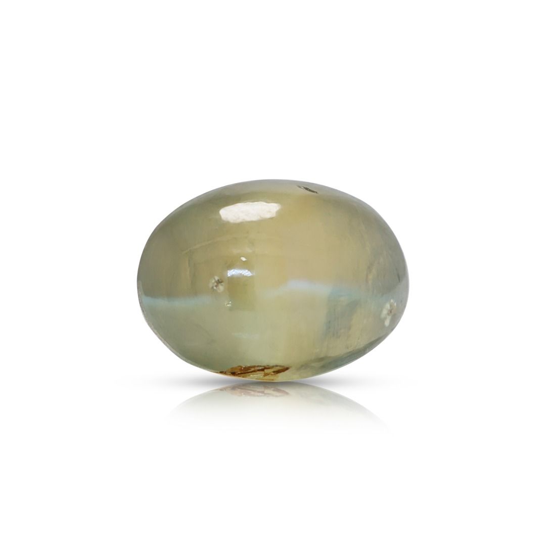 אלכסנדריט אימפריאלי משנה-צבע 4.89ct GIA מתועדת, בחיתוך קבושון כפול אובלי