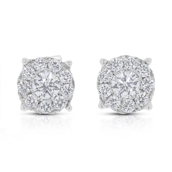 עגילי יהלומים צמודים זוהרים Good Heart Celestial Diamond במשקל 0.44ct בזהב לבן 18K